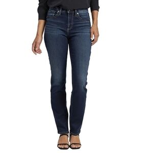 Silver Jeans Avery Straight Leg High Rise Dark Wash Fade Stretch Womens Size 24